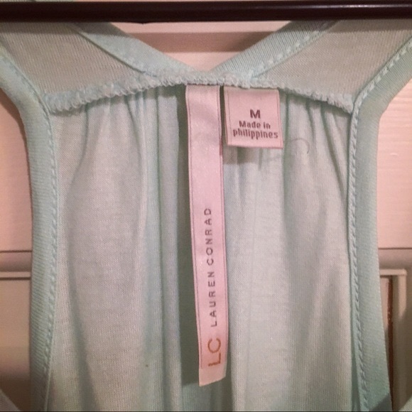 LC Lauren Conrad XS Racer Back Lt. Green Bird Tank - Picture 8 of 8